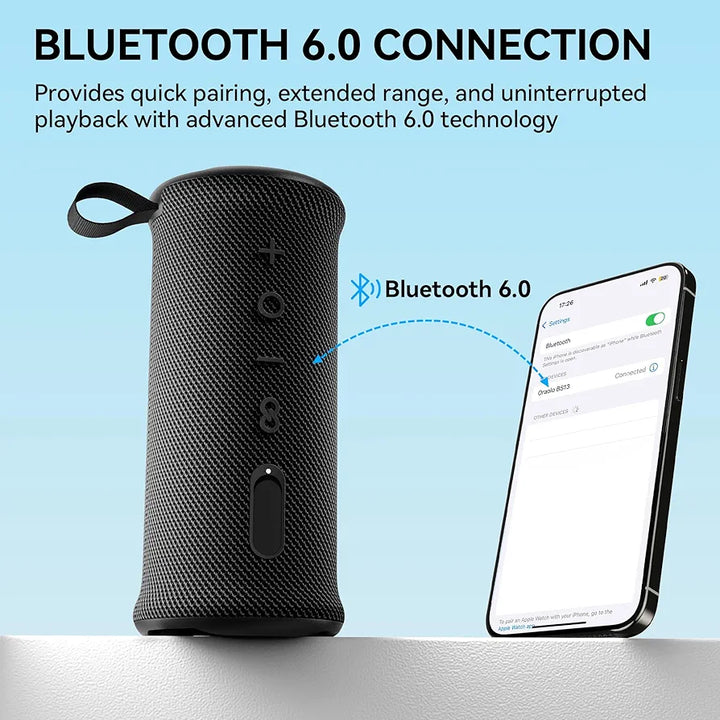 Oraolo Portable Bluetooth Speaker, Wireless Speakers with 24W Loud Stereo Sound, Bluetooth 6.0, RGB Lights, IPX6 Waterproof, Ture Wireless Pairing, 15H Playtime, Speaker for Home Beach Party