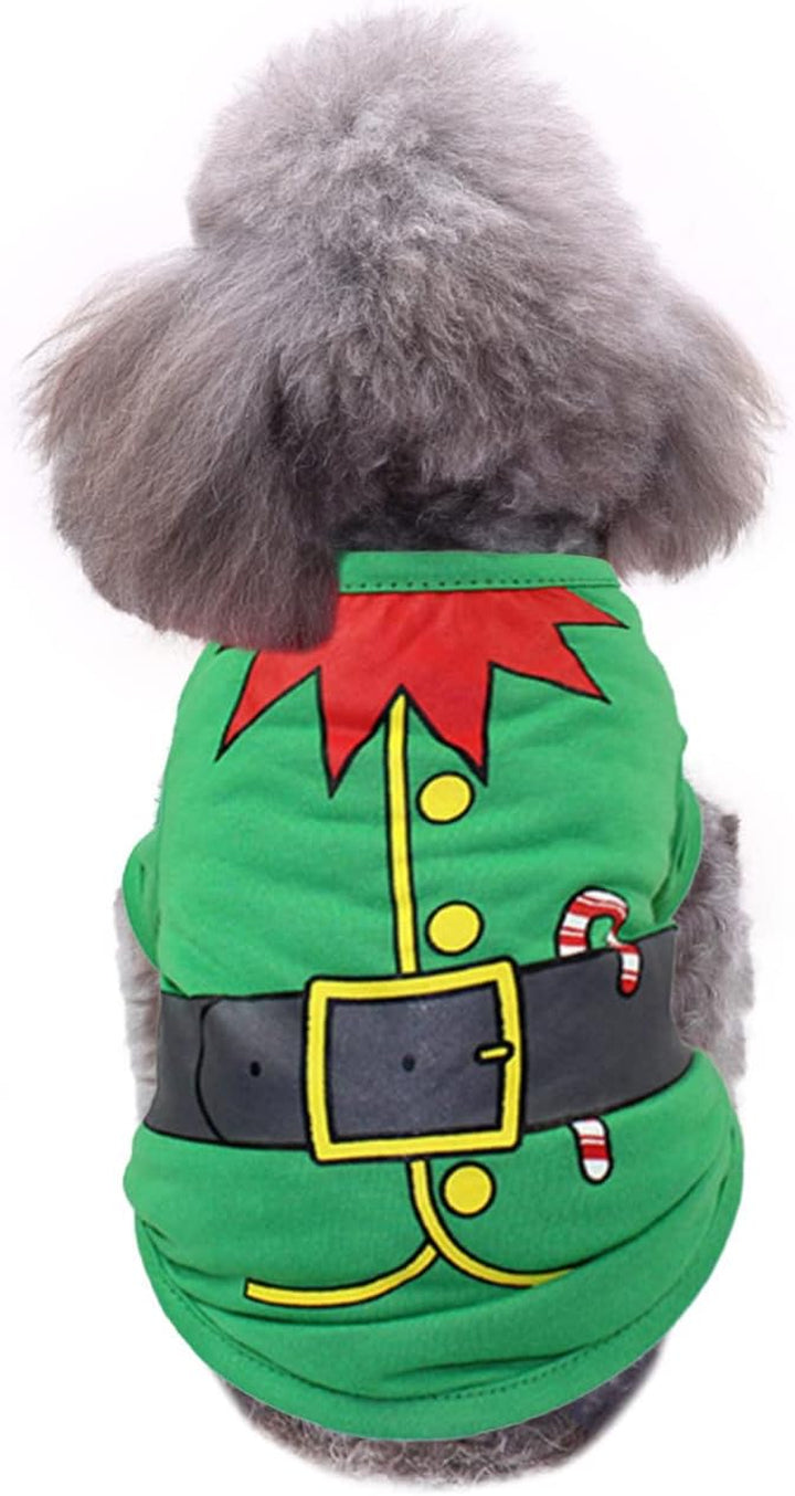 Pet Christmas Clothes Wakeu Small Dog Outfits Pet Shirt Sorry Santa I Ate the Cookies (S, Green)